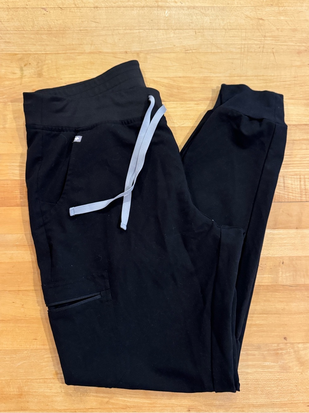 Figs Black Joggers with Light Gray Drawstring